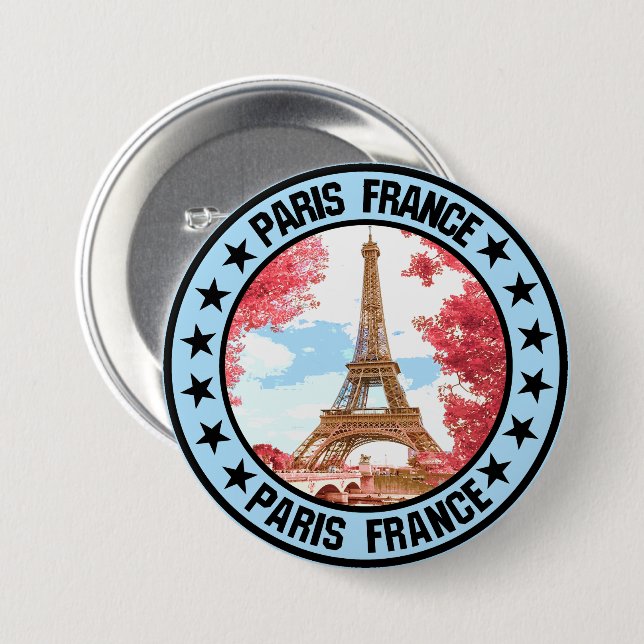 Badge Rond 7,6 Cm Paris (Devant & derrière)