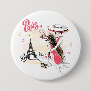 Badge Rond 7,6 Cm Paris, Mode & Café
