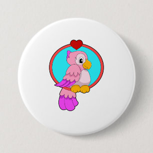 Badge Rond 7,6 Cm Parrot au coeur