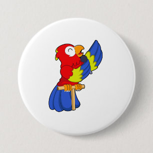 Badge Rond 7,6 Cm Parrot en chanteur avec microphone