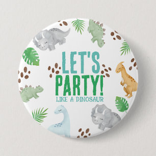 Badge Rond 7,6 Cm Parti Dinosaur pour la fête des enfants