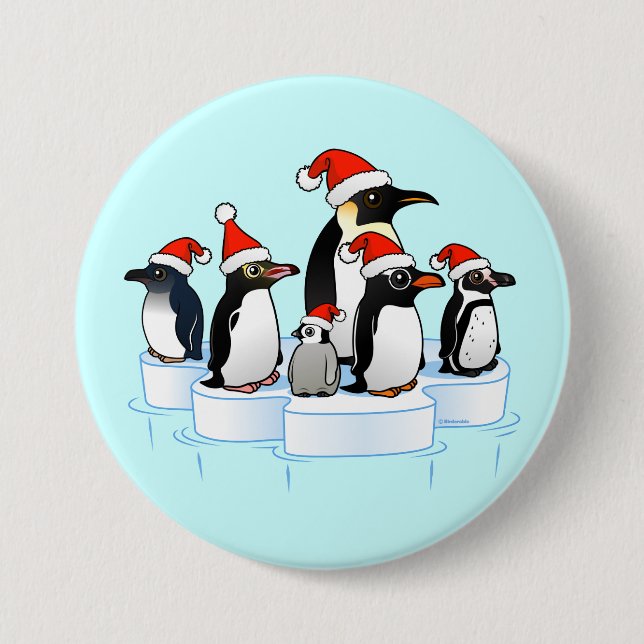 Badge Rond 7,6 Cm Partie de pingouin de Noël (Devant)