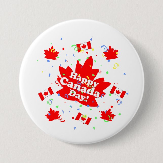 Badge Rond 7,6 Cm Partie heureuse de jour du Canada (Devant)