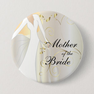 Badge Rond 7,6 Cm Partie nuptiale élégante avec des accents d'or