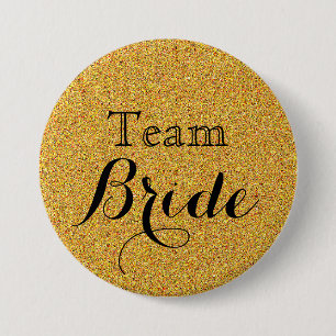 Badge Rond 7,6 Cm Parties scintillant d'or Faux Foil Mariage Team Br