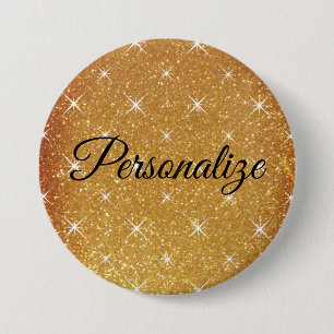 Badge Rond 7,6 Cm parties scintillant dorée brillante de nom person