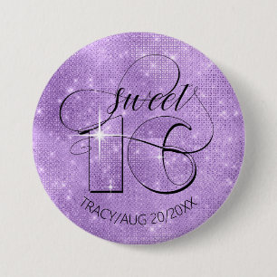 Badge Rond 7,6 Cm Parties scintillant et brillant doux 16 Violet ID6