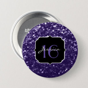 Badge Rond 7,6 Cm Parties scintillant violet foncé ultra violet bril