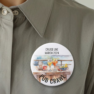 Badge Rond 7,6 Cm Party Pub Croisière Ligne Cocktails