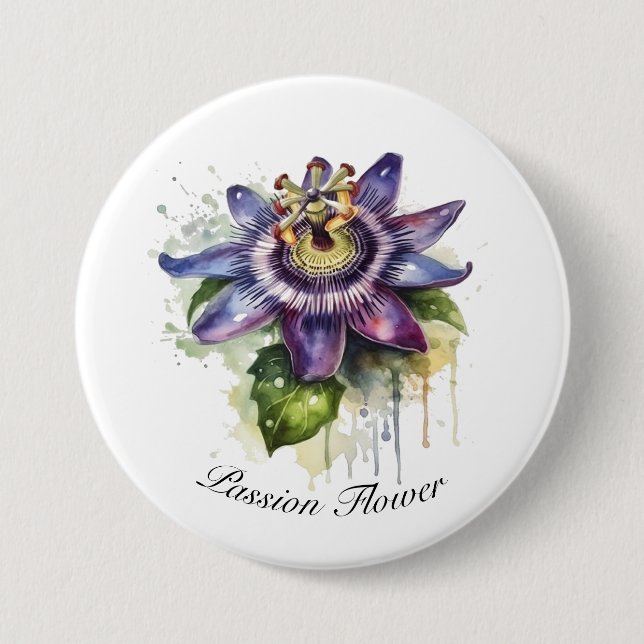 Badge Rond 7,6 Cm Passionné Purple Passion Fleur (Devant)