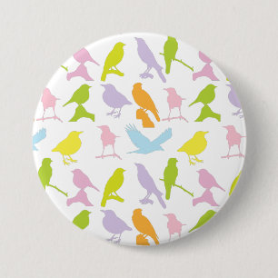 Badge Rond 7,6 Cm Pastel Coloured Variété d'oiseaux Motif