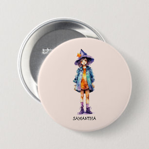 Badge Rond 7,6 Cm Pastel Cute Witch Girl Halloween esthétique