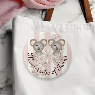 Badge Rond 7,6 Cm Pastel Pink Cute Baby Koala Maman-to-be de Twin Gi