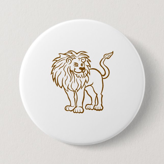 Badge Rond 7,6 Cm Patch & Boutons Gras Lion Line (Devant)