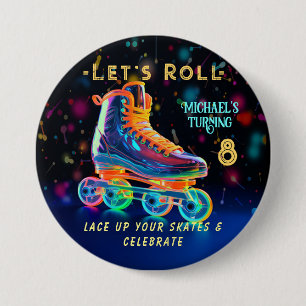 Badge Rond 7,6 Cm Patinage à rouleaux, 8 ans