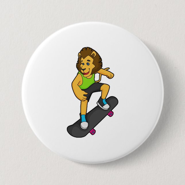 Badge Rond 7,6 Cm Patinage Lion (Devant)