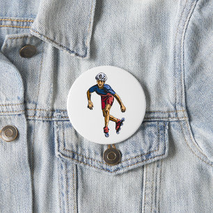 Badge Rond 7,6 Cm Patineur en ligne Cool Rétro Rollerblading