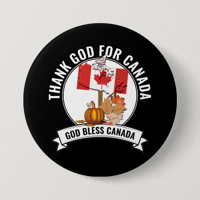 Badge Rond 7,6 Cm Patriotique MERCI DIEU POUR LE CANADA Thanksgiving (Devant)