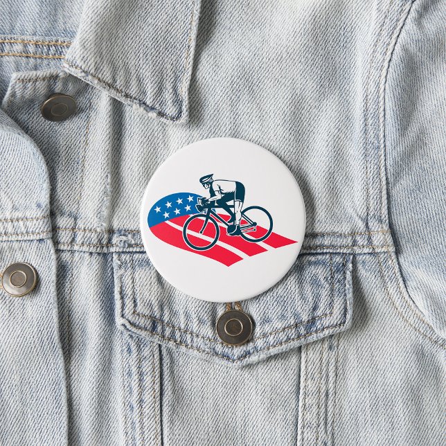 Badge Rond 7,6 Cm Patriotique USA Cyclisme Américain Drapeau Vélo Ri (Créateur téléchargé)