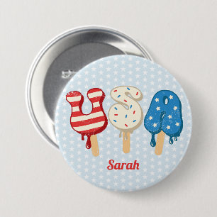 Badge Rond 7,6 Cm Patriotique USA Love Popsicle