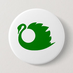 Badge Rond 7,6 Cm Pattes et boutons écologiques du cygne vert
