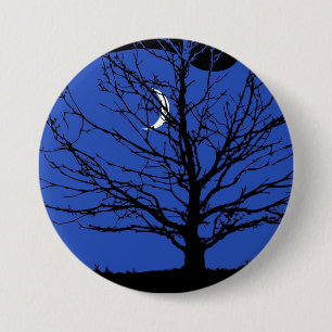 Badge Rond 7,6 Cm Paysage lunaire en bleu et noir de Cobalt