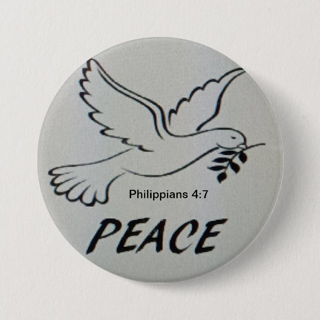 Badge Rond 7,6 Cm Peace Dove Button with scripture (Devant)