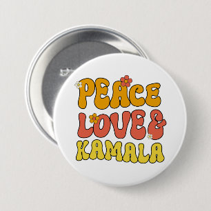 Badge Rond 7,6 Cm Peace Love et Kamala