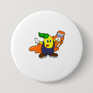 Badge Rond 7,6 Cm Pear as Painer with Paint brush