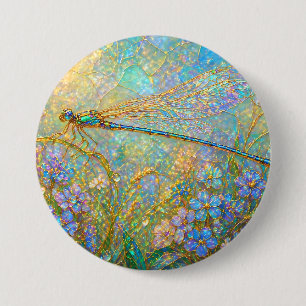 Badge Rond 7,6 Cm Peinture de paysage acrylique de jardin botanique