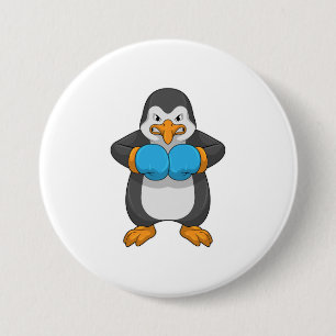Badge Rond 7,6 Cm Penguin at Boxing with Boxing Gloves