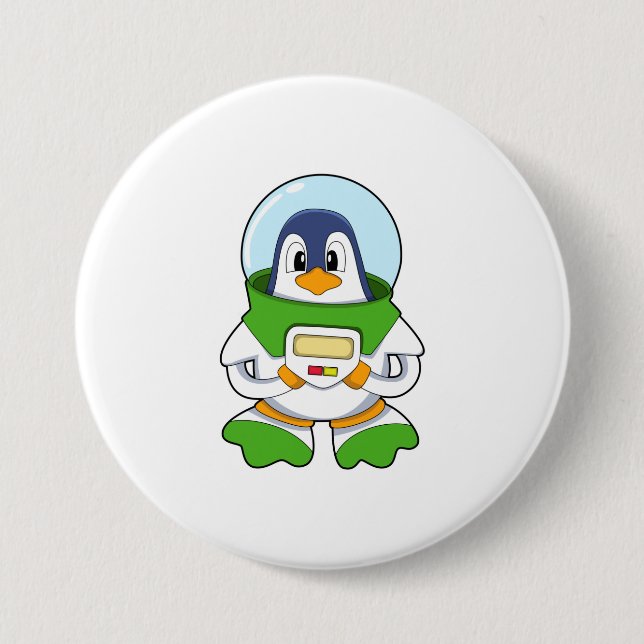 Badge Rond 7,6 Cm Penguin en astronaute costume (Devant)