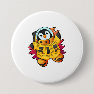 Badge Rond 7,6 Cm Penguin en costume d'astronaute