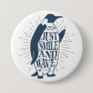 Badge Rond 7,6 Cm Penguin sourire et vague