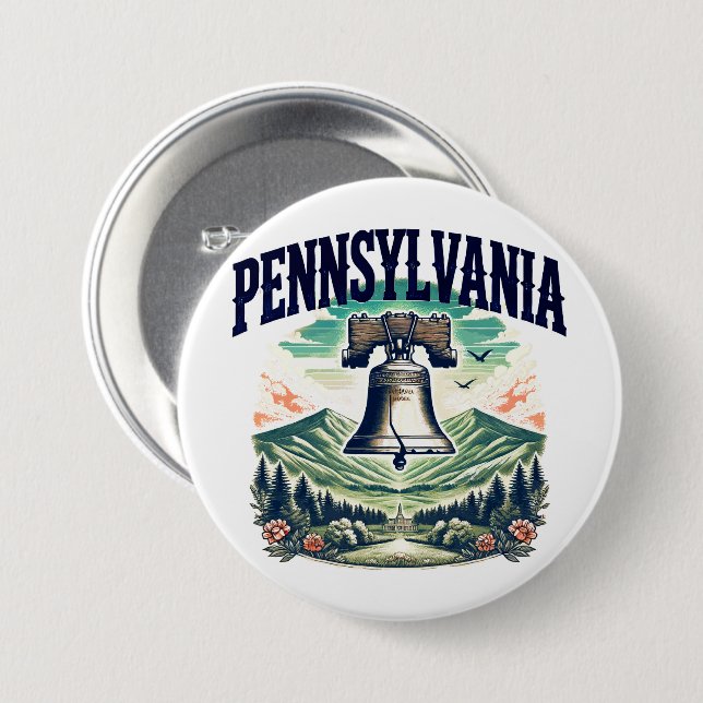 Badge Rond 7,6 Cm Pennsylvanie (Devant & derrière)