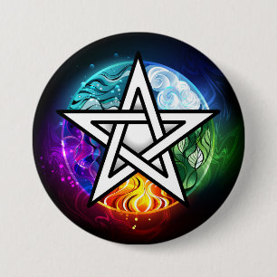 Badge Rond 7,6 Cm pentagramme du Wiccan