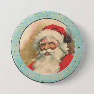 Badge Rond 7,6 Cm Père Noël à l'ancienne souriant