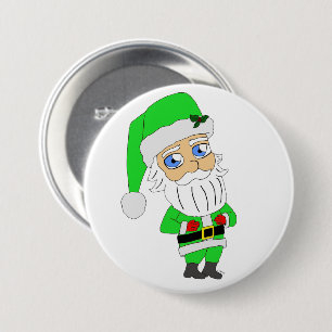 Badge Rond 7,6 Cm Père Noël chibi en costume vert