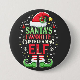Badge Rond 7,6 Cm Père Noël Favori Cheerled Famille Elf Correspondan