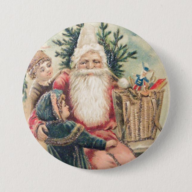 Badge Rond 7,6 Cm Père Noël Joyeux Noël (Devant)