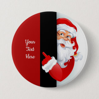 Badge Rond 7,6 Cm Père Noël rouge et blanche personnalisée