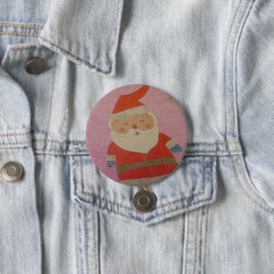 Badge Rond 7,6 Cm Père Noël vintage