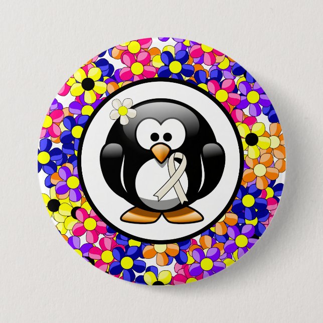 Badge Rond 7,6 Cm Perle de sensibilisation Ruban Penguin (Devant)