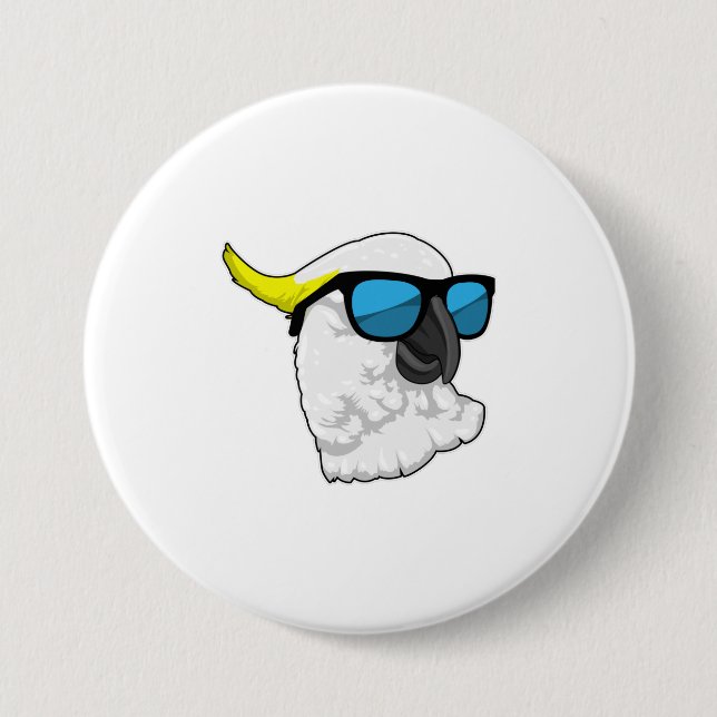 Badge Rond 7,6 Cm Perroquet avec lunettes de soleil (Devant)
