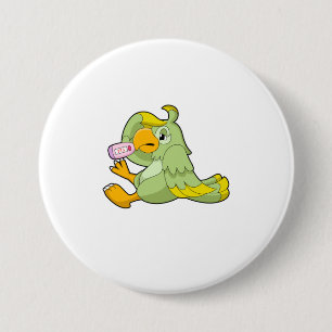 Badge Rond 7,6 Cm Perroquet avec thermomètre clinique