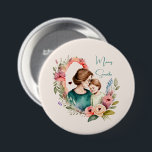 Badge Rond 7,6 Cm Personalized Floral Mother and Daughter Son<br><div class="desc">This cute and vibrant mother and daughter/son with floral heart wreath can be personalized by adding your name or the person who will receive the gift. It is a perfect gift for your mother,  daughter or friend for their birthday,  Mother's Day or any other occasion.</div>