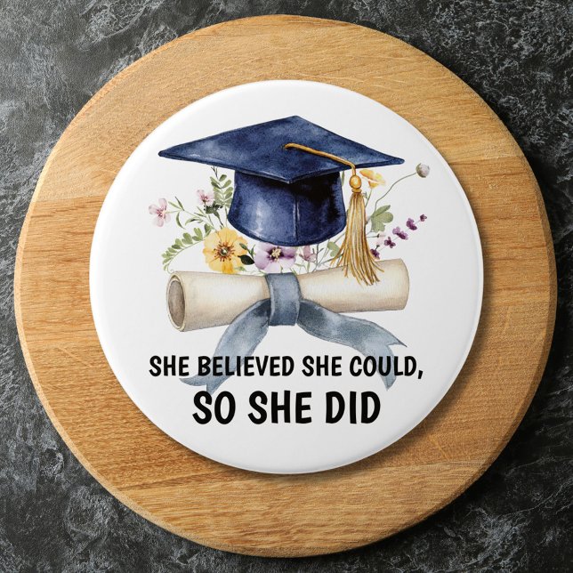 Badge Rond 7,6 Cm Personalized Inspirational Quote Floral Graduation (Créateur téléchargé)