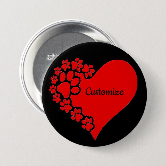 Badge Rond 7,6 Cm Personalized Pet Love Heart (Devant & derrière)