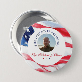 Badge Rond 7,6 Cm Personalized U.S. Military Retirement Photo