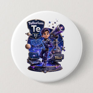 Badge Rond 7,6 Cm Personnage Tellurium de l'univers ATOMIVRA™